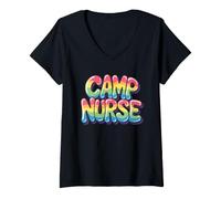Women's Kawaii Camp Nurse Nursing Appreciation Drip Unit School V-Neck T-Shirt
