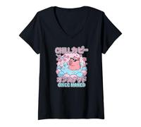Women's Kawaii Capybara Hot Spring V-Neck T-Shirt