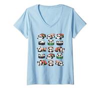 Womens Kawaii Cute Anime Panda Otaku Japanese Sushi Nigiri Gift V-Neck T-Shirt
