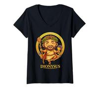 Womens Kawaii Dionysus Greek Mythology Chibi Greece God V-Neck T-Shirt
