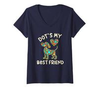 Womens Kawaii Dog DOT'S My Best Friend My Dogs Animal Art Rockstar V-Neck T-Shirt