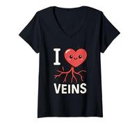 Womens Kawaii Heart Phlebotomist Joke Blood Draw Vein Nurse Cute V-Neck T-Shirt