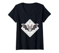 Womens Kawaii Japanese Bat - Spooky Cute Halloween Chibi V-Neck T-Shirt