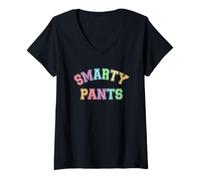 Womens Kawaii Little Miss Smarty Pants College Mr Graduation School V-Neck T-Shirt