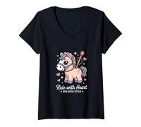 Women's Kawaii Pony Ride with Heart Win with Style V-Neck T-Shirt