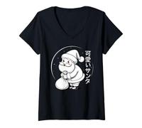 Womens Kawaii Santa Claus - Cute Japanese Christmas V-Neck T-Shirt