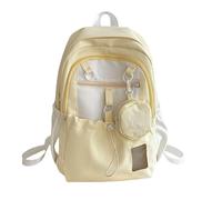 Women's Kawaii School Backpack - Cute Lightweight High-Capacity Double Shoulder Bag, Aesthetic Sweet Forest Style Backpack with Cute Star Removable Pouch for Middle School,Travel (Yellow,One Size)