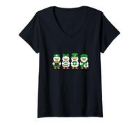 Women's Kawaii St Patrick's Day Lucky Nurse Doctor Duck Squad V-Neck T-Shirt