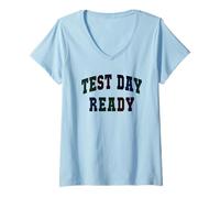 Women's Kawaii Test Day Ready Testing Teacher Bruh History Science V-Neck T-Shirt