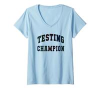 Women's Kawaii Testing Champion Test Day Teacher Bruh Math ELA Squad V-Neck T-Shirt