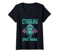 Womens Kawaii Whimsical Quirky Sea Monster is My Spirit Animal V-Neck T-Shirt