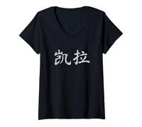 Womens Kayla Written in Chinese Writing Characters V-Neck T-Shirt