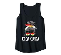 Womens Keca Kurda Kurdish Girl Messy Hair Bun Kurdistan Woman Pride Tank Top
