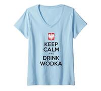 Womens Keep Calm And Drink Wodka Polish White Eagle Vodka Polska V-Neck T-Shirt