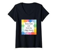 Womens Keep Calm and Find The Edge Pieces! V-Neck T-Shirt