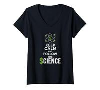 Women's Keep Calm and Follow the Science Political Satire V-Neck T-Shirt
