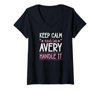 Women's Keep Calm and Let Avery Handle It Chill First Name V-Neck T-Shirt