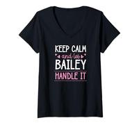 Women's Keep Calm and Let Bailey Handle It Chill First Name V-Neck T-Shirt