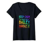 Women's Keep Calm and Let Bailey Handle It Chill First Name V-Neck T-Shirt