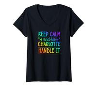Women's Keep Calm and Let Charlotte Handle It Chill First Name V-Neck T-Shirt