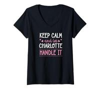 Women's Keep Calm and Let Charlotte Handle It Chill First Name V-Neck T-Shirt