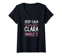 Women's Keep Calm and Let Clara Handle It Chill First Name V-Neck T-Shirt