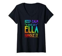 Women's Keep Calm and Let Ella Handle It Chill First Name V-Neck T-Shirt