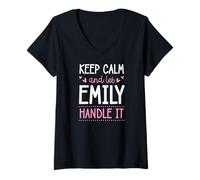 Women's Keep Calm and Let Emily Handle It Chill First Name V-Neck T-Shirt