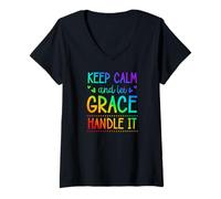 Women's Keep Calm and Let Grace Handle It Chill First Name V-Neck T-Shirt