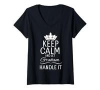Womens Keep Calm and let Graham Handle It | Funny Gift Name V-Neck T-Shirt