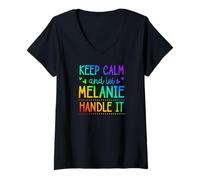 Women's Keep Calm and Let Melanie Handle It Chill First Name V-Neck T-Shirt