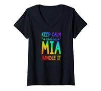 Women's Keep Calm and Let Mia Handle It Chill First Name V-Neck T-Shirt