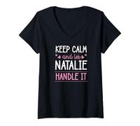 Women's Keep Calm and Let Natalie Handle It Chill First Name V-Neck T-Shirt