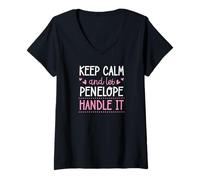 Women's Keep Calm and Let Penelope Handle It Chill First Name V-Neck T-Shirt