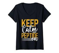 Women's Keep Calm and Peptide On Biochemistry Lab V-Neck T-Shirt
