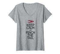 Women's Keep Calm and Pinch The Tail Crawfish V-Neck T-Shirt