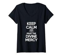 Women's Keep Calm and Pray the Divine Mercy V-Neck T-Shirt