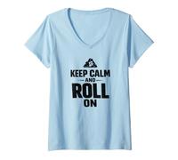 Women's Keep Calm and Roll Grappling No-Gi Dojo Ground Fighting V-Neck T-Shirt