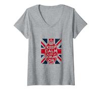 Womens Keep Calm and Scrum On - UK Rugby V-Neck T-Shirt