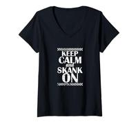 Womens Keep Calm And Skank On Ska V-Neck T-Shirt
