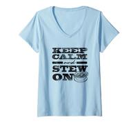 Women's Keep Calm and Stew On Beef Stew Meat Lover V-Neck T-Shirt