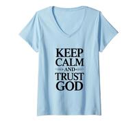 Women's Keep Calm and Trust God V-Neck T-Shirt