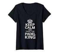 Womens Keep Calm and Trust The Padel King Padel Player Sport V-Neck T-Shirt