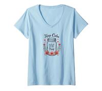 Womens Keep Calm and Wait for The Ping Funny Canning Homesteading V-Neck T-Shirt