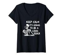 Womens Keep Calm Going to Be A Long Seder Passover Matzah Jewish V-Neck T-Shirt