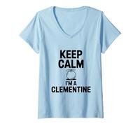 Women's Keep Calm I'm a Clementine Fruit Lover V-Neck T-Shirt