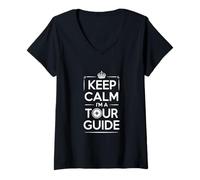 Women's Keep Calm I'm a Tour Guide Travel V-Neck T-Shirt