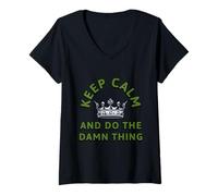 Womens Keep Calm Motivation, Do The Damn Thing Mindset Sassy Quote V-Neck T-Shirt