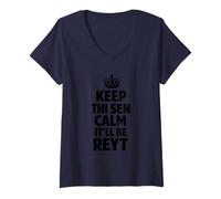 Women's Keep Calm the Yorkshire Way Black Text V-Neck T-Shirt