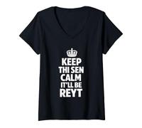 Women's Keep Calm the Yorkshire Way White Text V-Neck T-Shirt